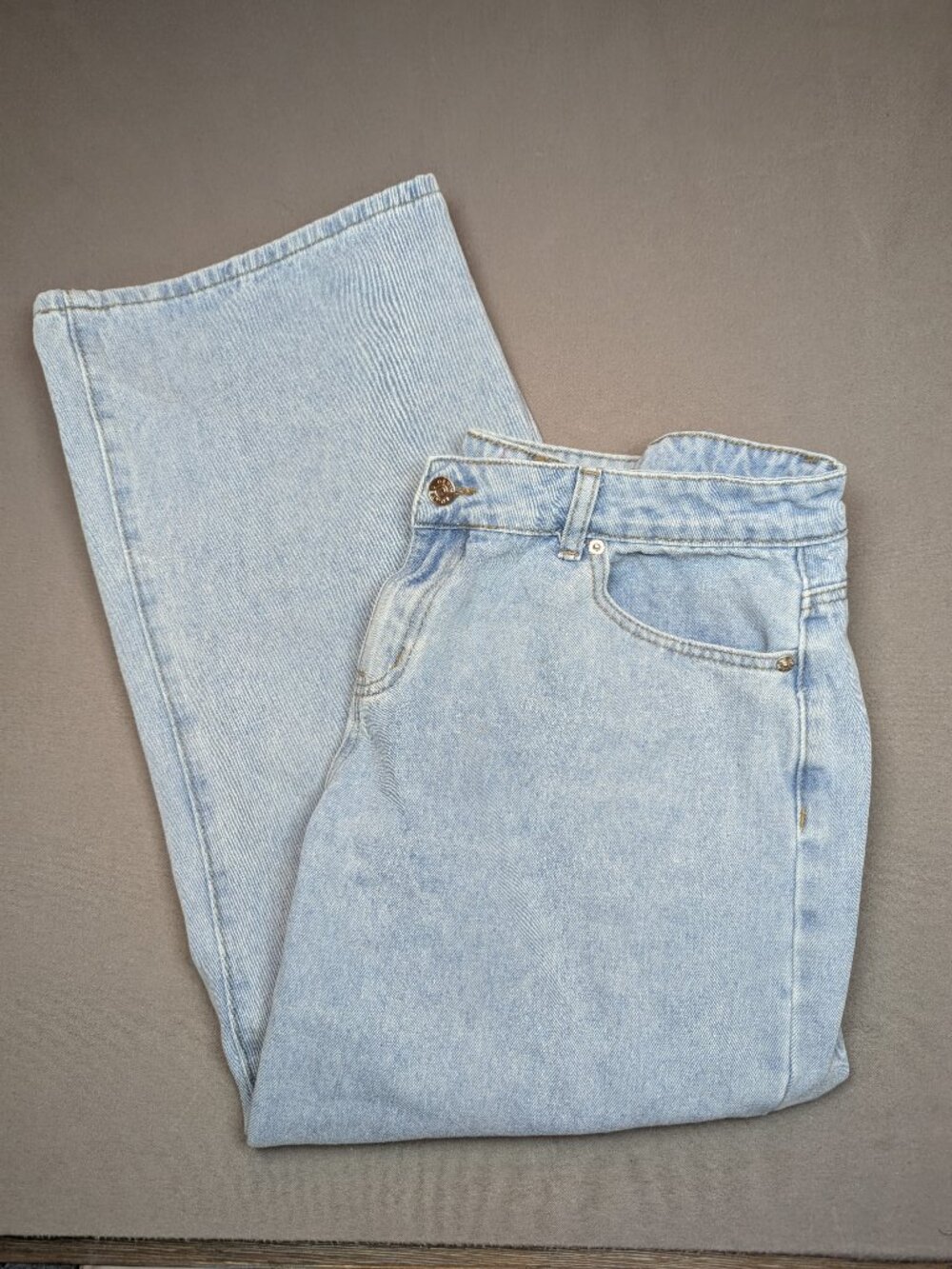 Edikted Wide Leg Mid Rise Jeans Light Wash Women's XL
